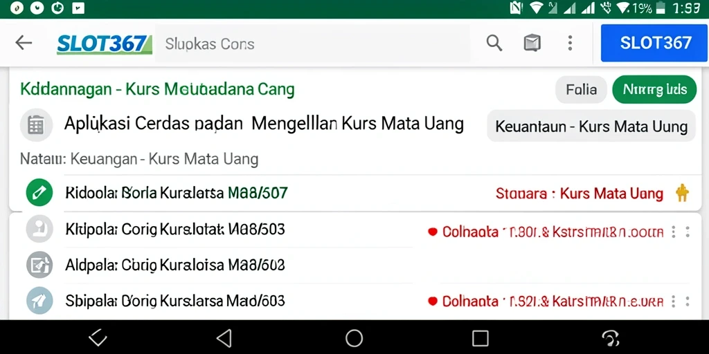 Antarmuka aplikasi SLOT367 yang modern dan intuitif untuk manajemen kurs mata uang.