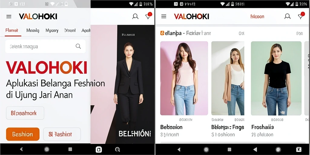 Antarmuka aplikasi VALOHOKI yang stylish dan fungsional untuk belanja fashion.